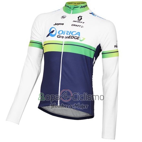 Orica Verdeedge Ropa Ciclismo Culotte Largo 2016 Mangas Largas Blanco y Azul